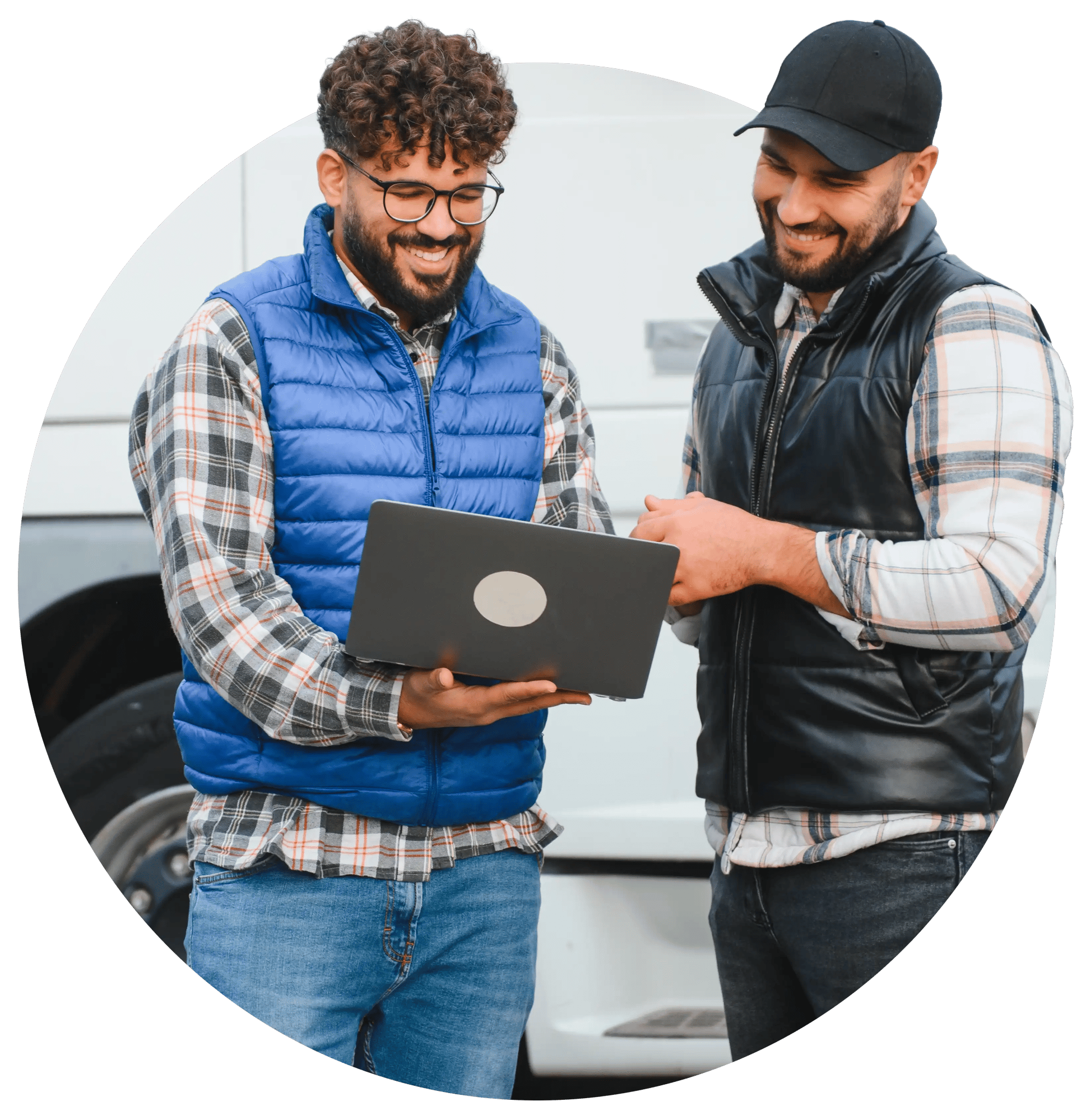 2 guys fleet smiling at screen