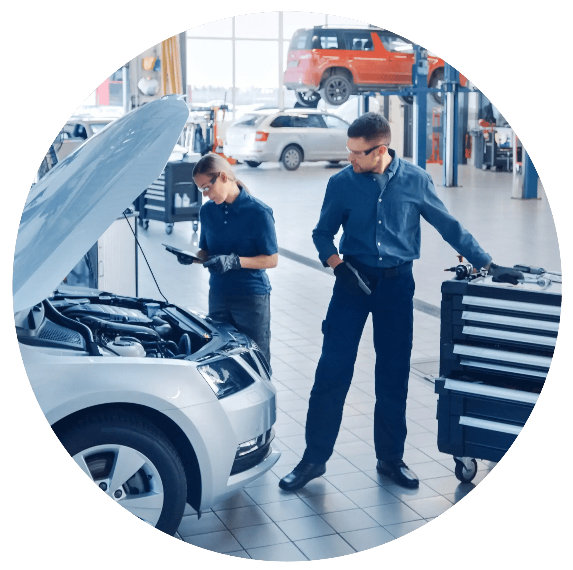 Mechanics fixing car Mechanics fixing car