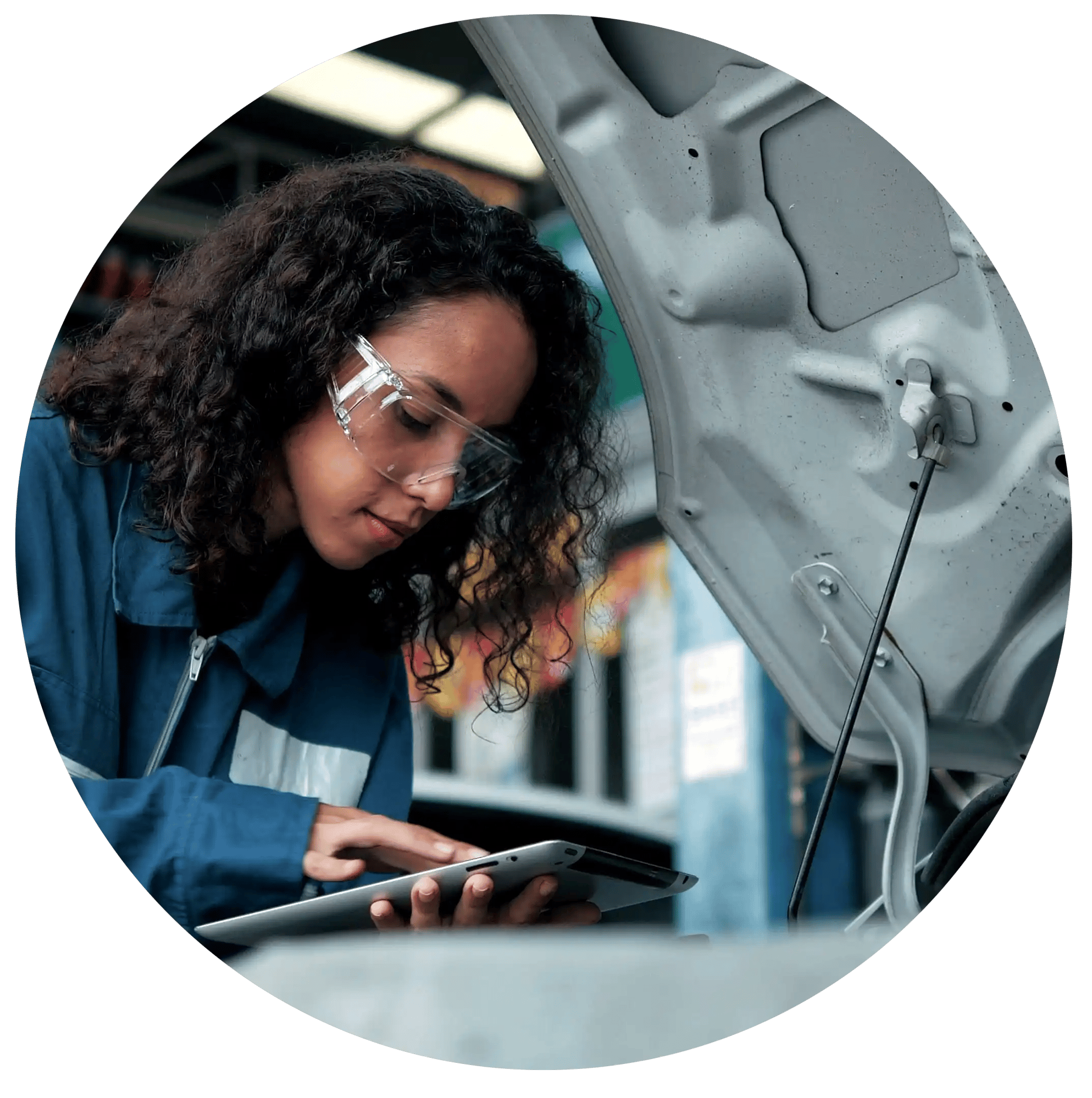 mechanic female on ipad bonnet mechanic female on ipad bonnet